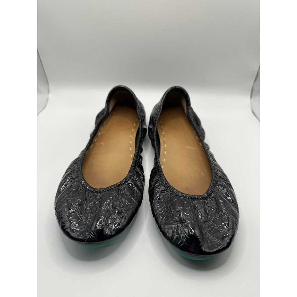Tieks Black Patent Crinkle Leather Ballet Flats Size 11